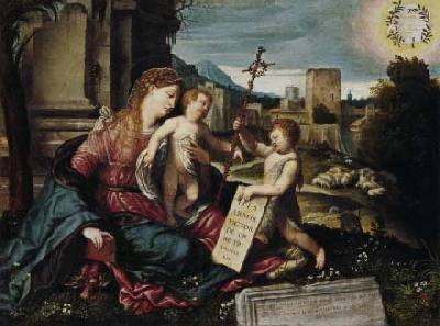 Alessandro Bonvicino Madonna with Child and the Young St John oil painting picture